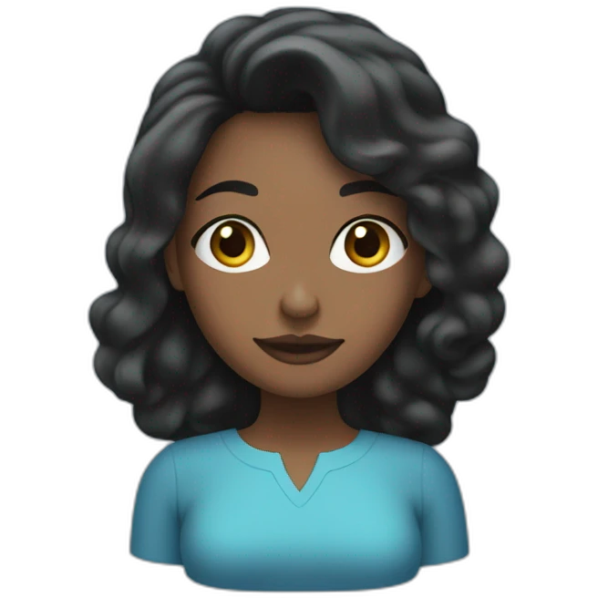 mujer de cabello negro y blusa azul emoji