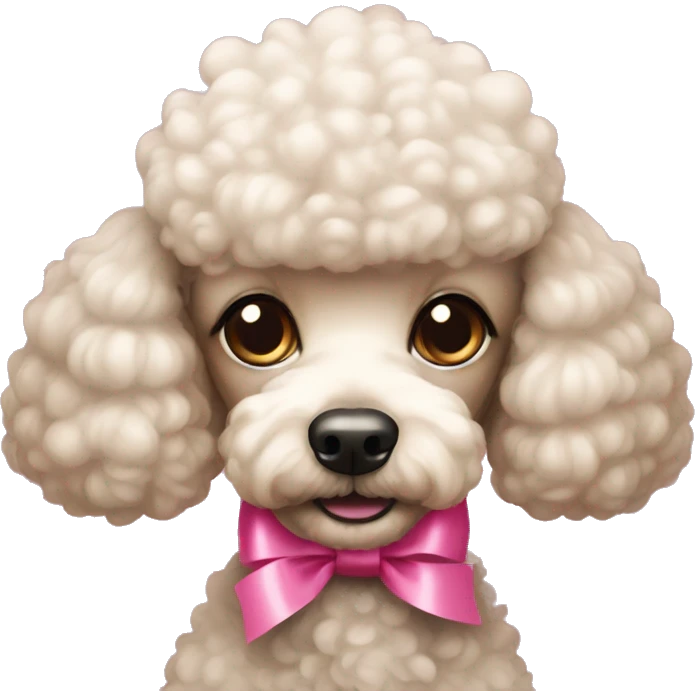 poodle with a pink ribbon on both ears emoji