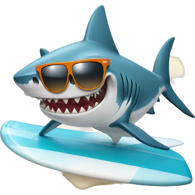 shark with sunglasses on a surfboard  emoji