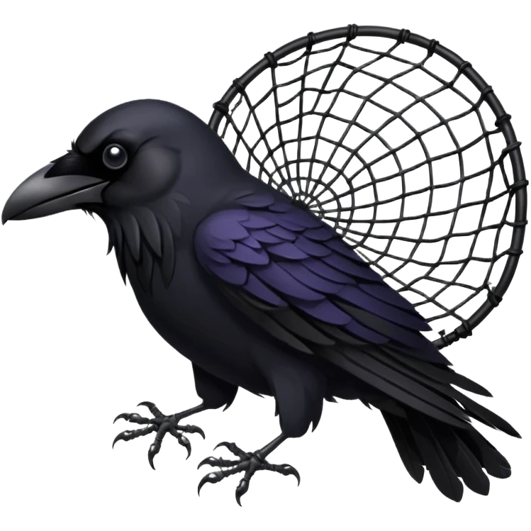 A raven getting caught in a net emoji