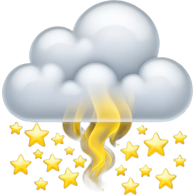 Black cloud with shiny yellow stars emoji