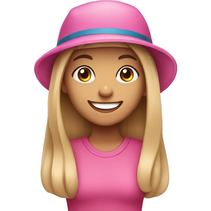 smiling girl in pink hat emoji