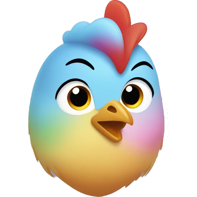 Five colored chickens emoji