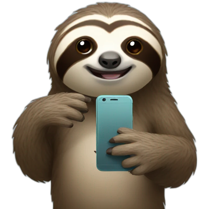sloth on phone emoji