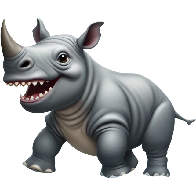 Baby rhino riding a shark emoji