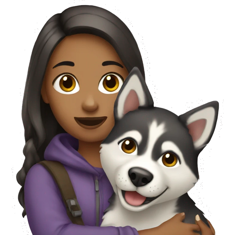 Girl holding a husky emoji