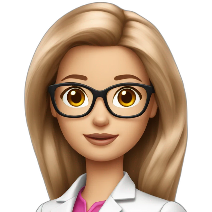 Barbie scientist brown hair emoji