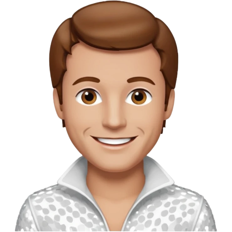 Peter Allen with Brown Hair, White Sequin Outfit emoji