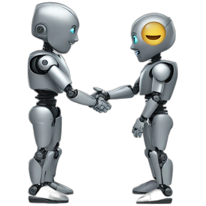 Human and robot shaking hands emoji