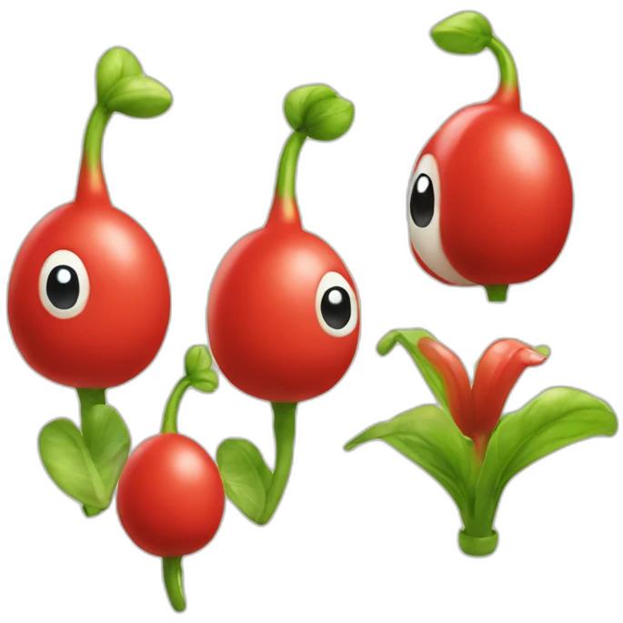 Red Pikmin from Nintendo apple emoji dtyle emoji
