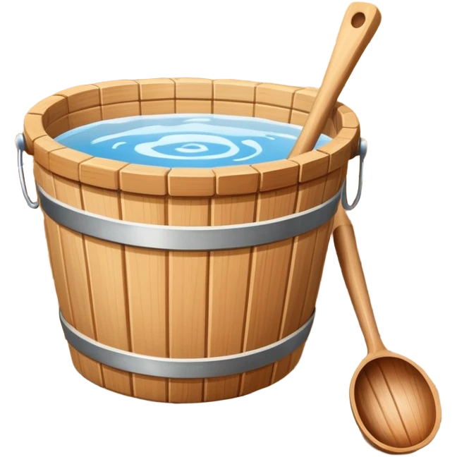 Sauna wooden bucket and ladle emoji