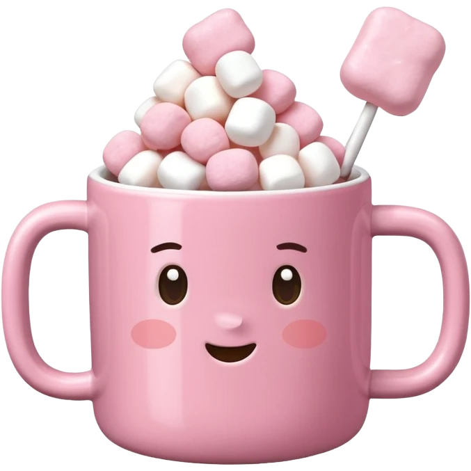 Kakao in pinker Tasse mit pink weißen mini marshmallow emoji
