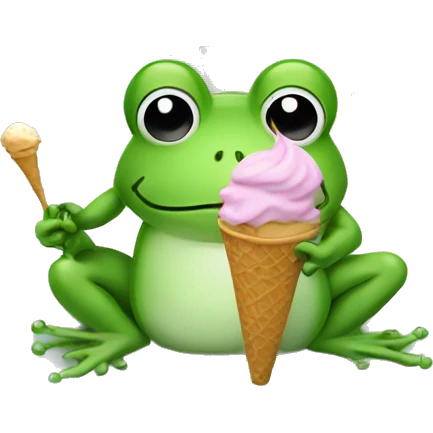 frog eating ice cream in bed emoji