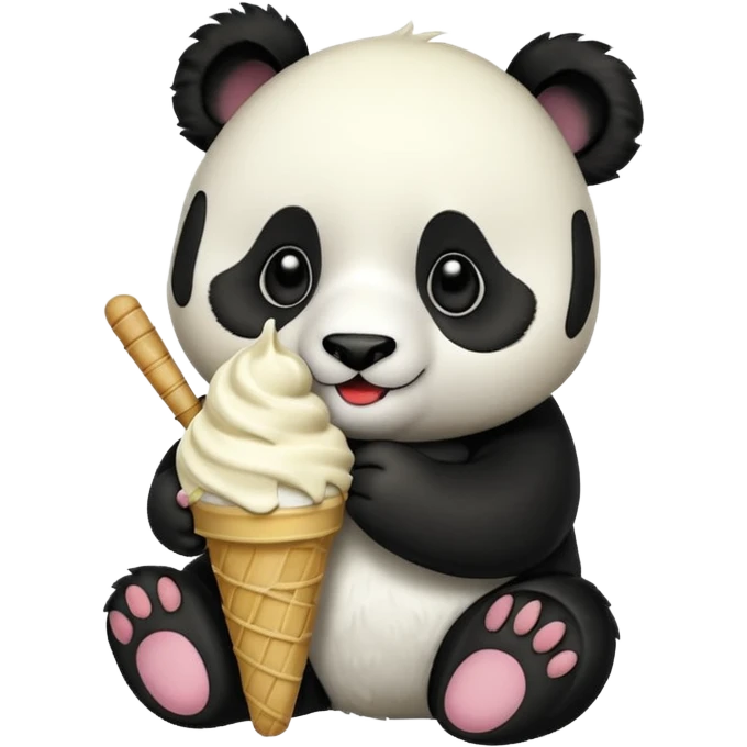Panda eating ice cream emoji