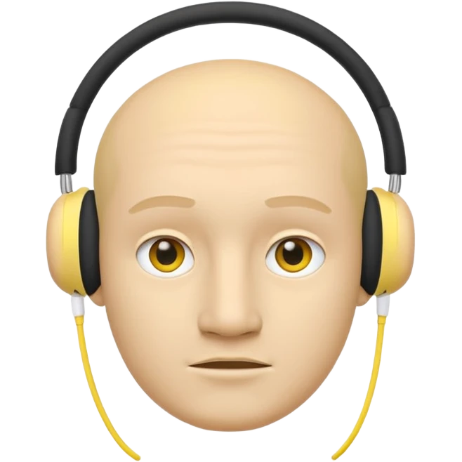 A yellow face exactly like this « 😶 » and wearing airpods max emoji