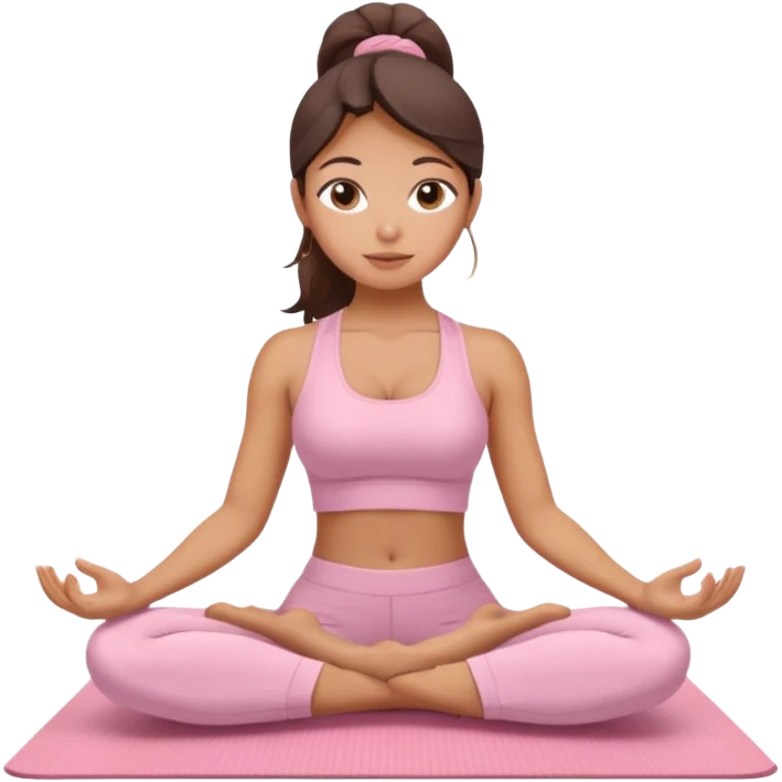 Latina yoga beautiful girl in light pink clothes sitting on a yoga mat emoji