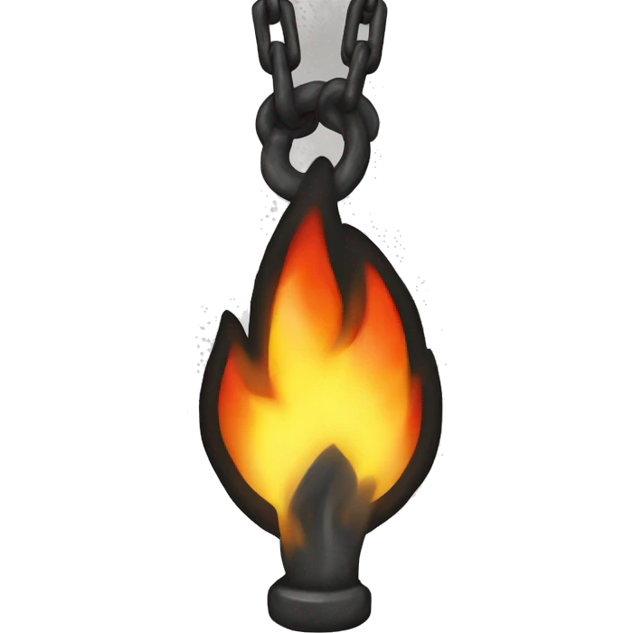 a chain that holds the flame of a fire on a leash emoji
