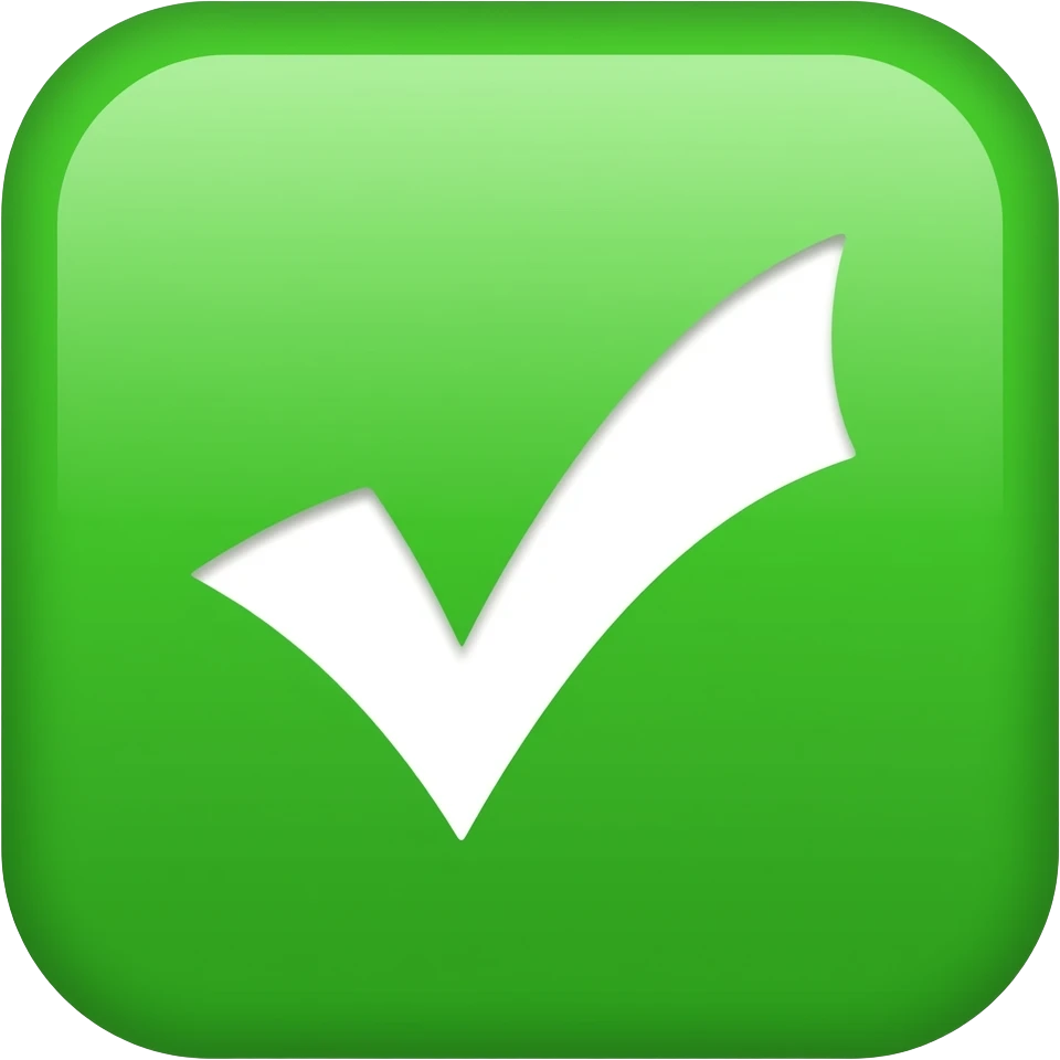 un visto bueno con fondo verde cuadrado pero el visto en blanco emoji