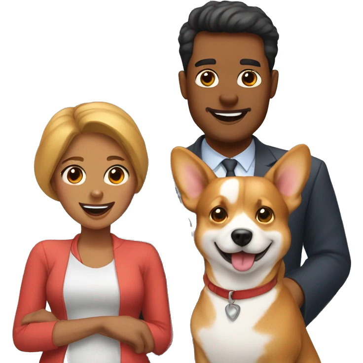 Man, woman and 2 corgies emoji
