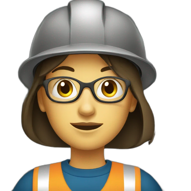 female worker in a refinery by a tube emoji