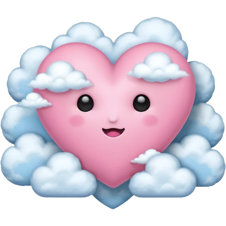 pink heart with clouds no face emoji
