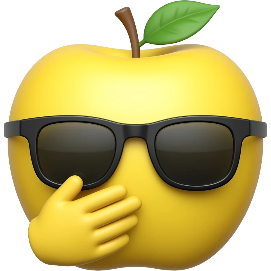 Yellow head like this 😶and it has sun glasses on and this type of mouth 😑and like this hand 🤫round head no body beneath the head like an apple emoji on the device emoji