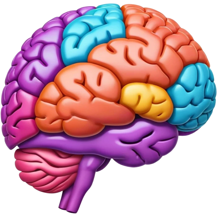 cartoon brain emoji with vibrant colors, symbolizing learning, intelligence, and ideas emoji