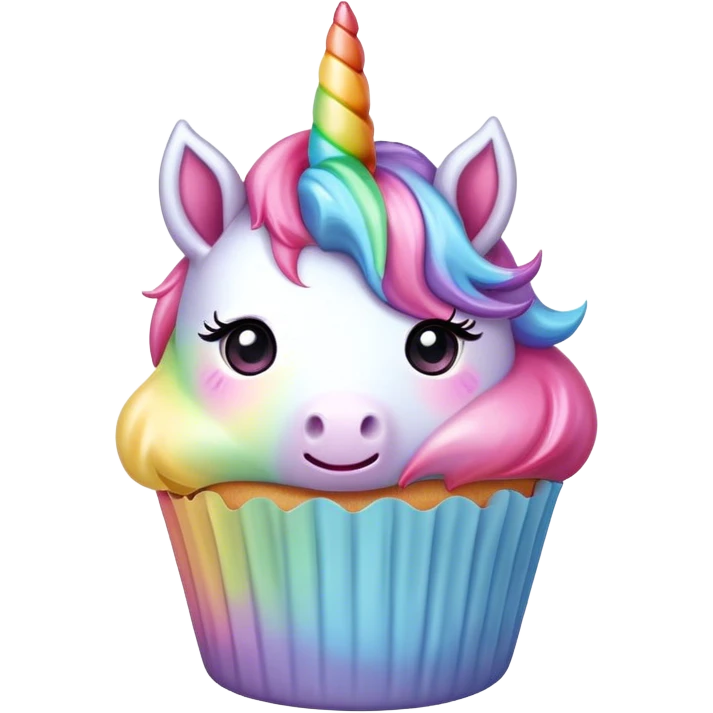 kawaii pastel rainbow unicorn cupcake emoji
