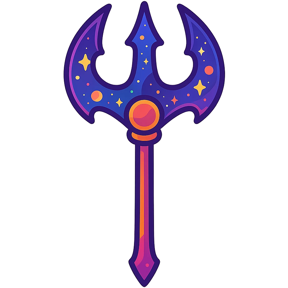 flat toon style cosmic trident with vibrant colors emoji