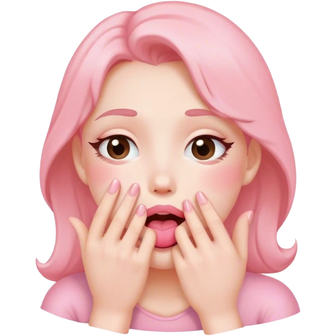Pink blush with hand over mouth giggling emoji