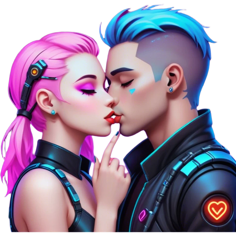 cyberpunk neon kiss emoji
