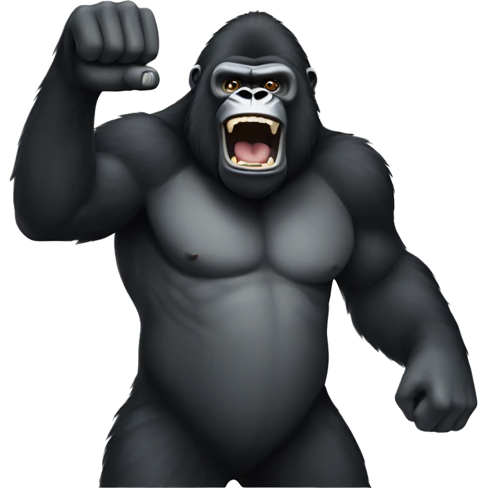 A gorilla waving his fist emoji