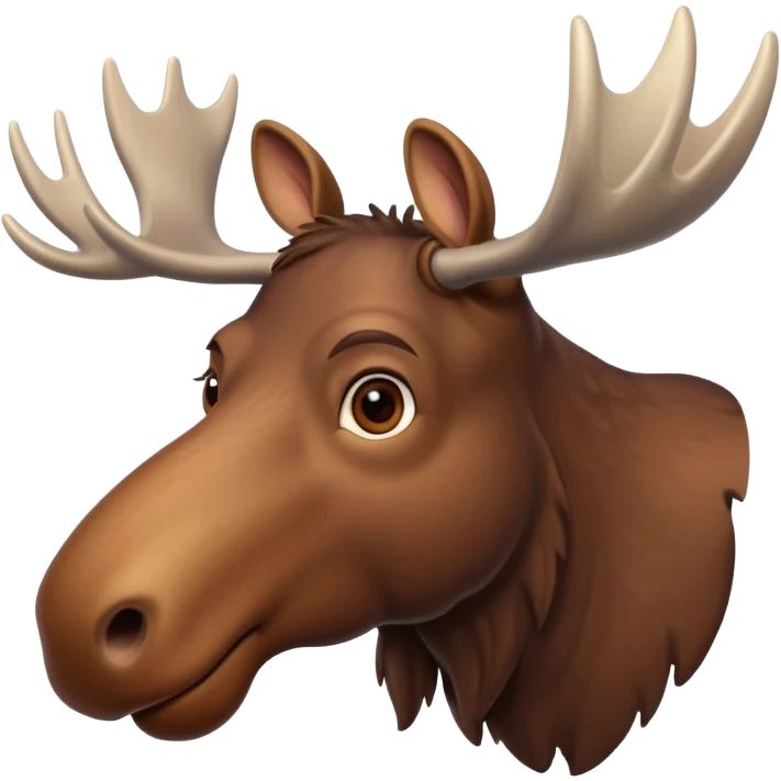 A high-resolution digital illustration of a noble moose portrait in a clean, semi-realistic style. The noble moose is shown head on emoji