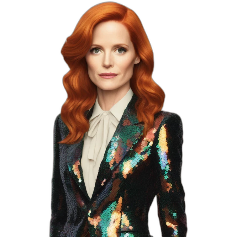 Audrey fleurot long hair multicolored sequined suit emoji