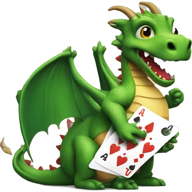A dragon holding a hand of poker cards emoji