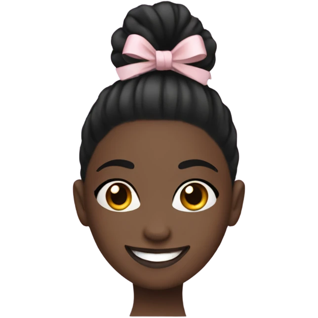black ballerina with black bun and smile emoji