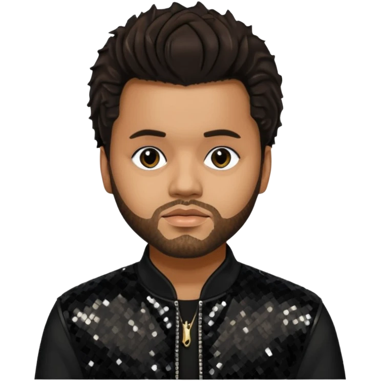 The Weeknd with Dark Brown Hair, Black Sequin Outfit emoji