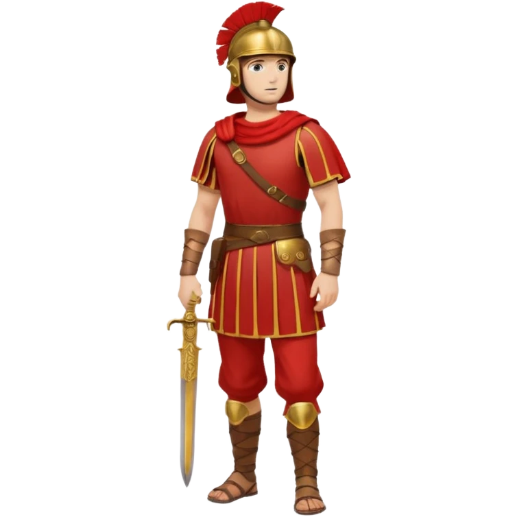 roman soldier without armor,without weapons and shield, just red clothing and fullbody view emoji