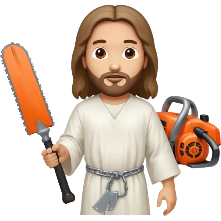 Jesus Christ in white robes and with two chainsaws instead of hands emoji