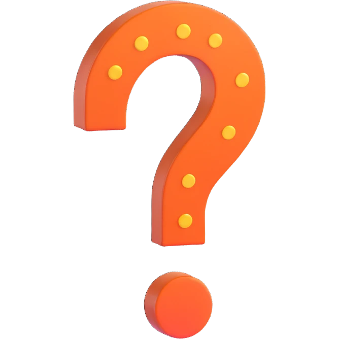 3D emoji style, general form question mark icon with dot below, three-dimensional and clean look emoji