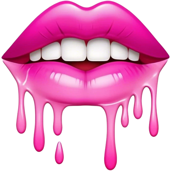 hot pink ombre glossy lips with white paint dripping  emoji