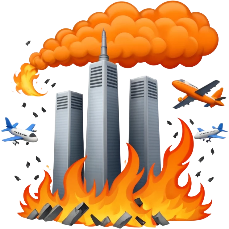 Twin towers being hit by plane  emoji