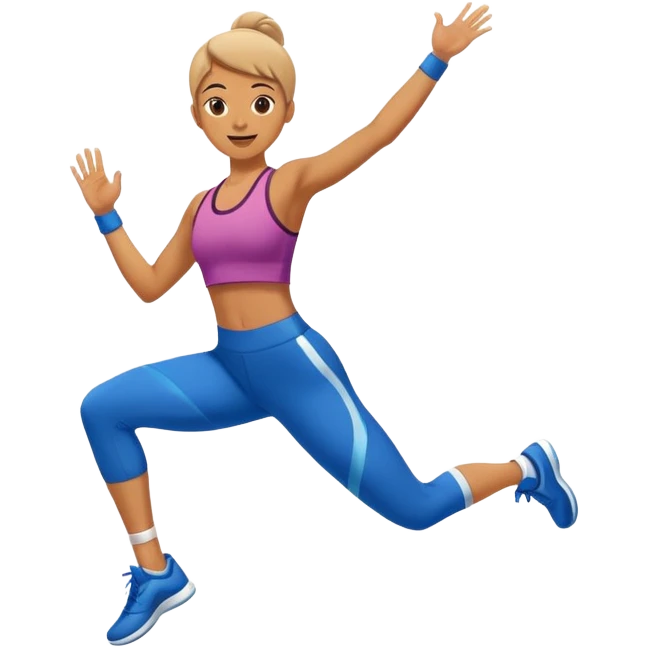 Person doing aerobics workout, jumping with enthusiasm in a gym emoji