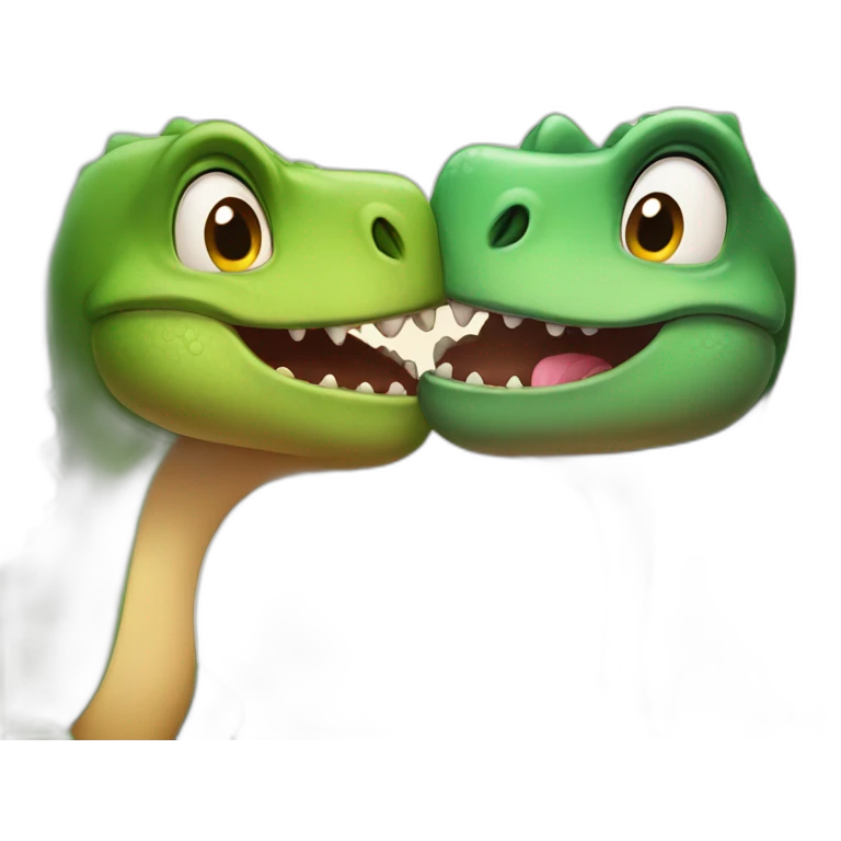 cute dinosaur kiss emoji