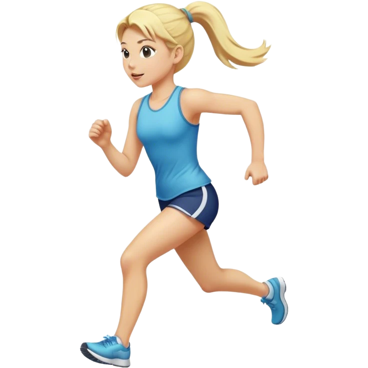 Blonde girl with ponytail running emoji
