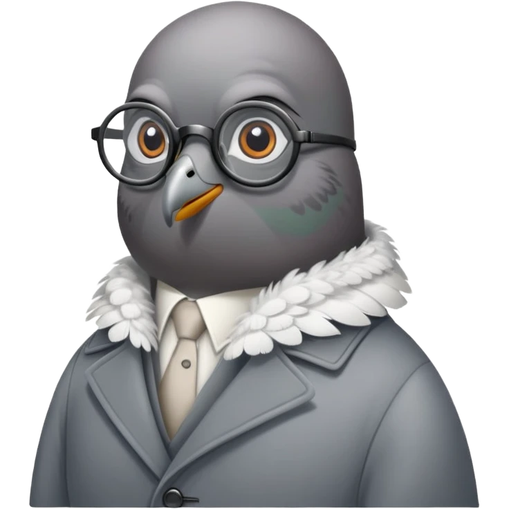 Pigeon with glasses and coat looking like a spy emoji