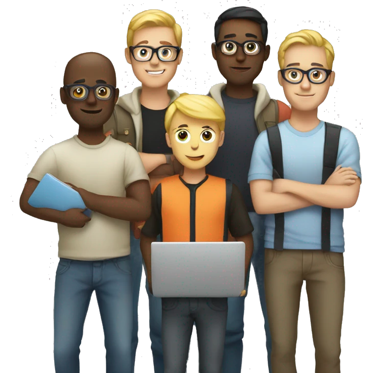 group of developers with a laptop emoji