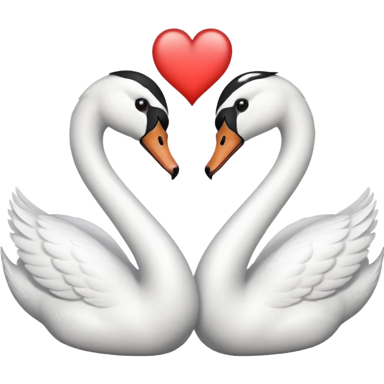 Two swans facing each other head to head, making heart shape emoji