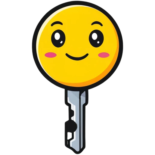 cute key character with smiling face emoji