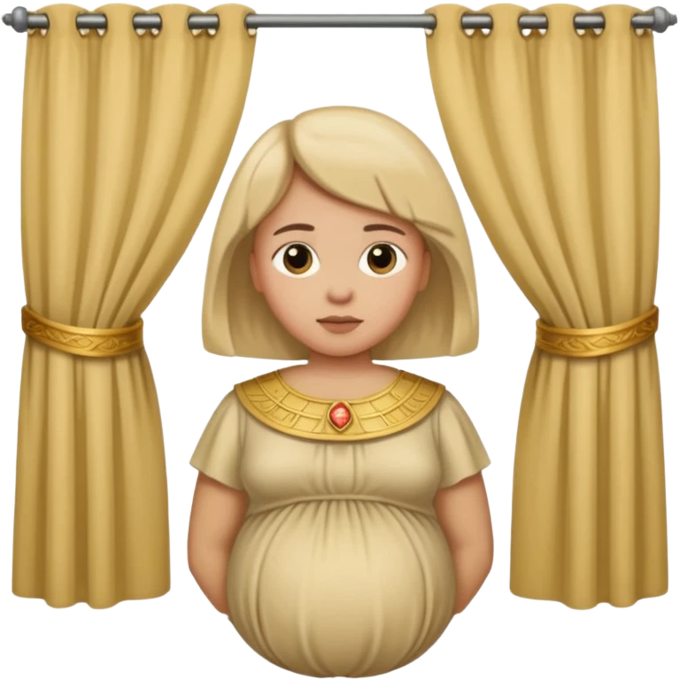 🫃 but with parted middle hair (curtains)  pregnant and in a roman collar  emoji